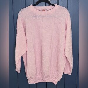 Vintage Spunky Light Pink Textured Sweater 3X 4X Cottage Grandma Granny Core